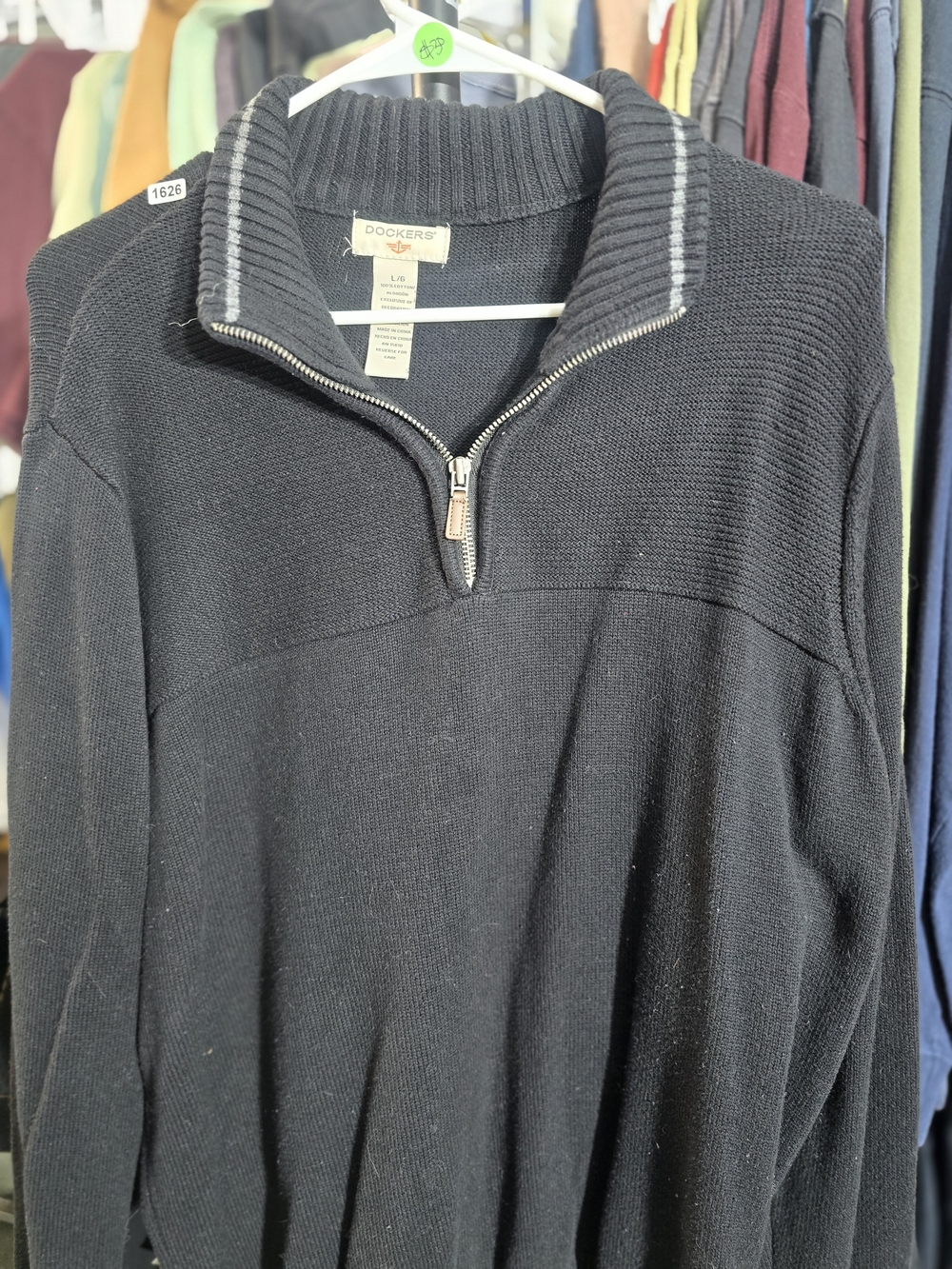 Dockers Men’s Black Half-Zip Ribbed Collar Sweater